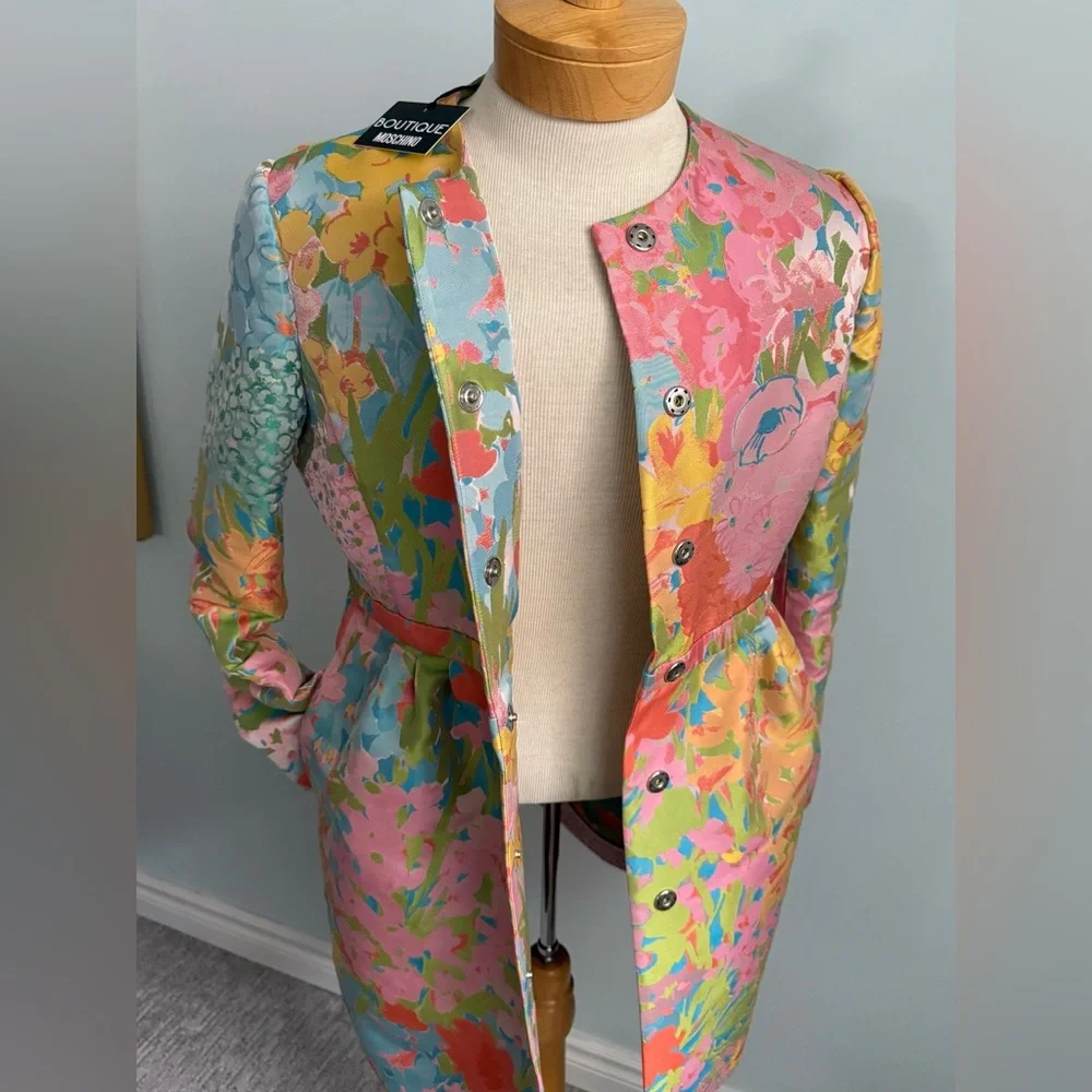 Boutique Moschino NWT Italian Floral Couture Dress Size 12 – Made in Italy - Picture 7 of 14